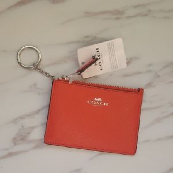 Coach Handbags - NWT COACH Leather Key Ring Zip Coin Purse Wallet